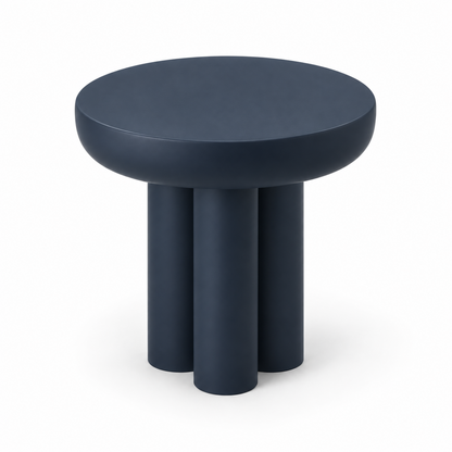 Overhead view of the Tolo service table showing the round top with its full rounded edge
