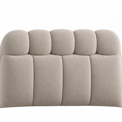 Close-up of Ghaim Cloud Bed padded headboard cushions and stitching