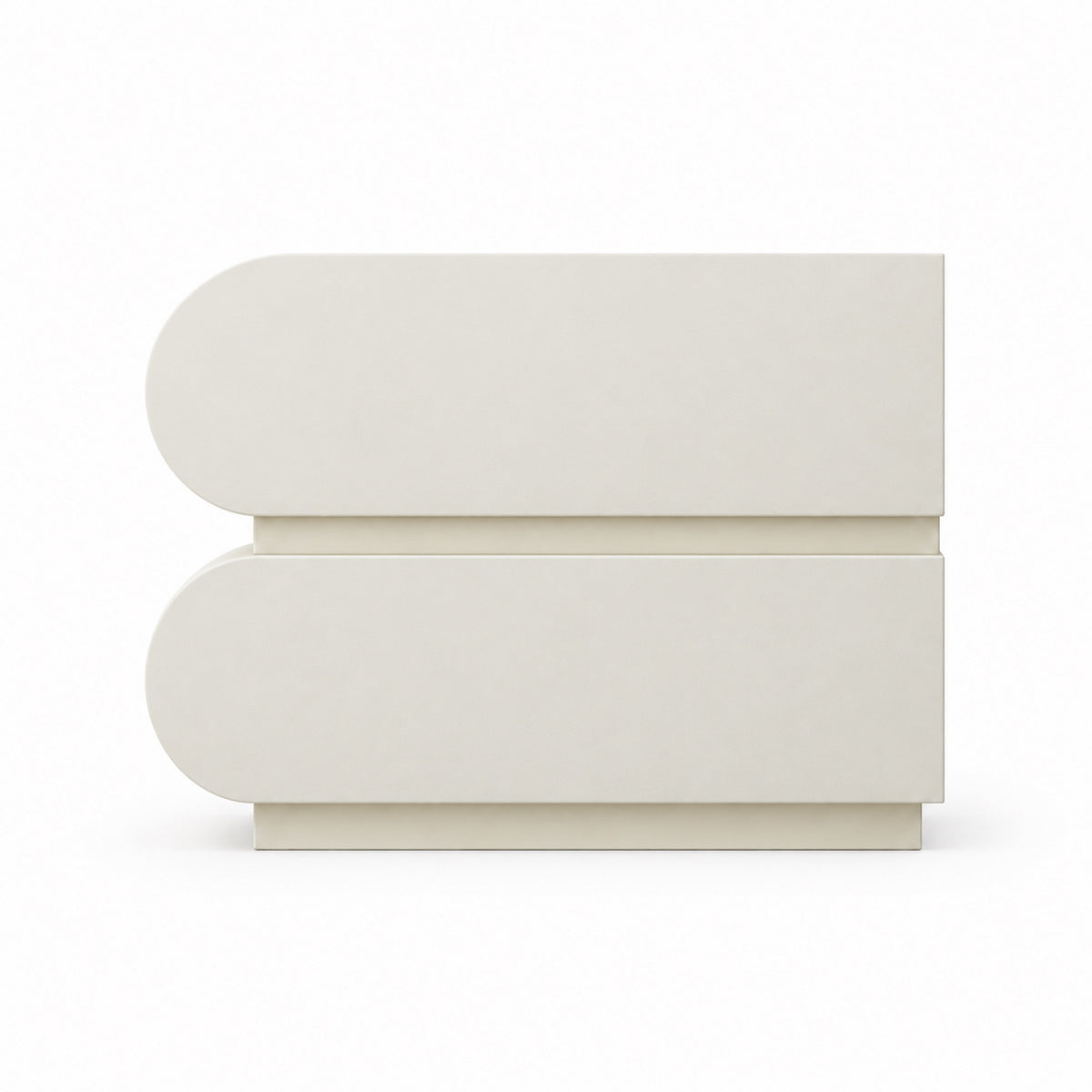 Layl nightstand side profile showing depth and rounded front edges