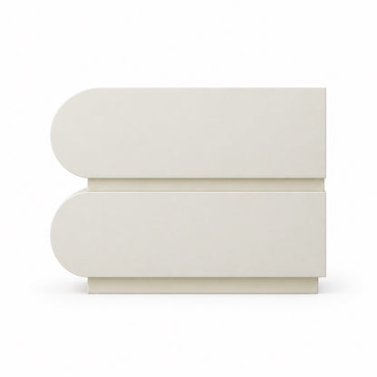 Layl nightstand side profile showing depth and rounded front edges