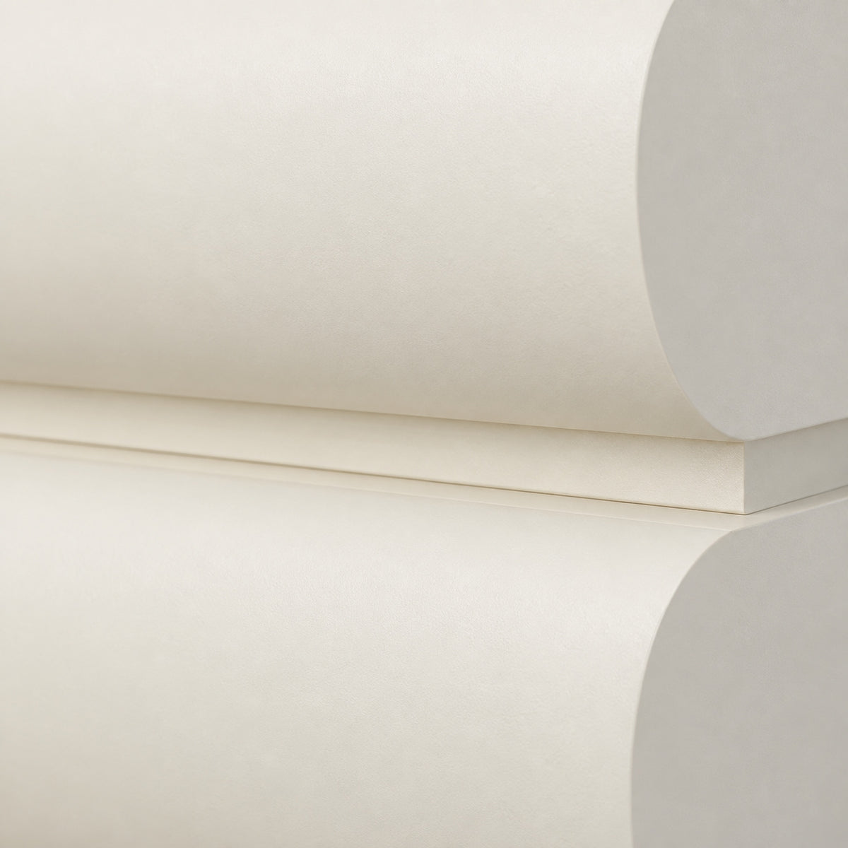 Close-up of Layl nightstand reveal gap and smooth matt off-white finish