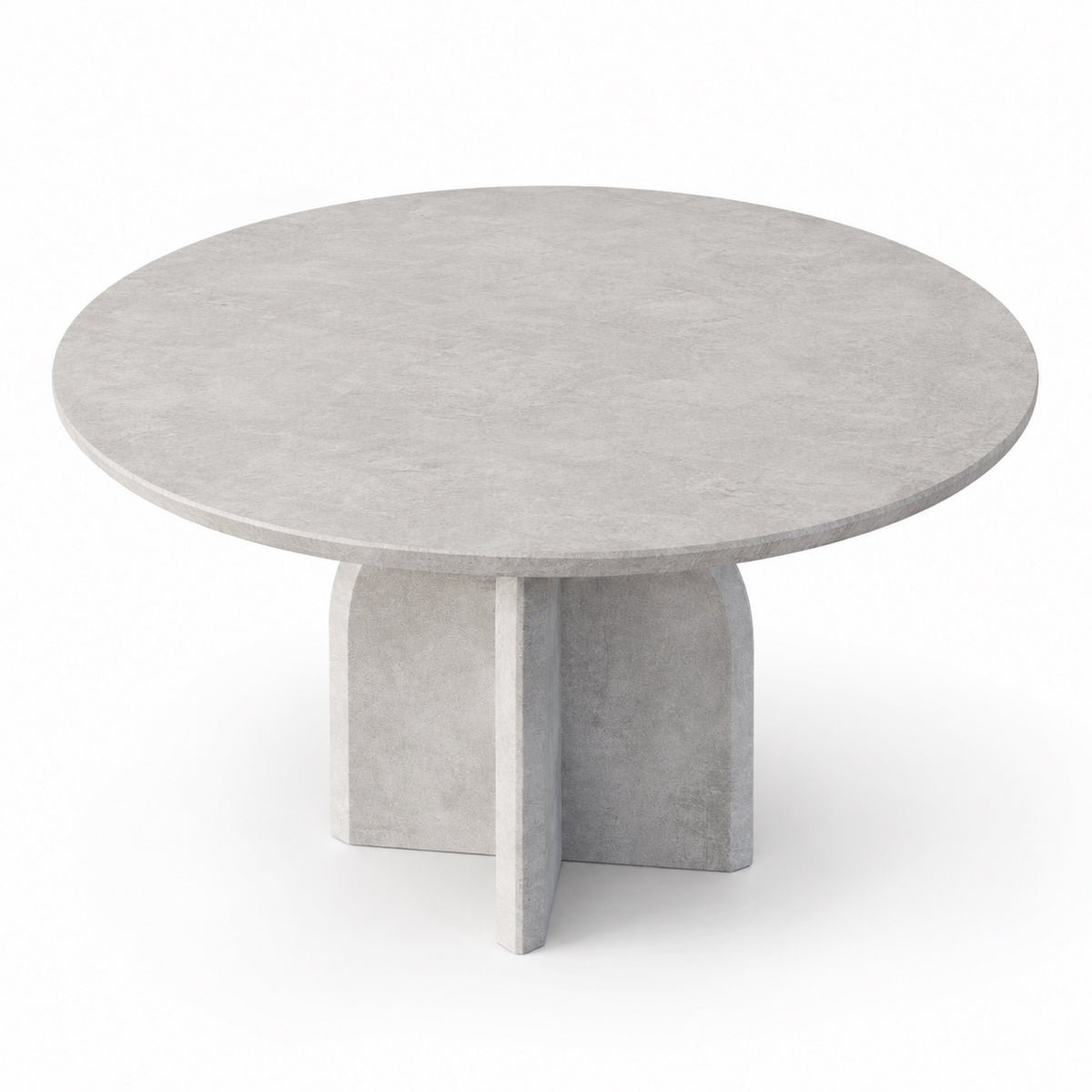 Qamar round dining table showing the round top surface and bevelled edge