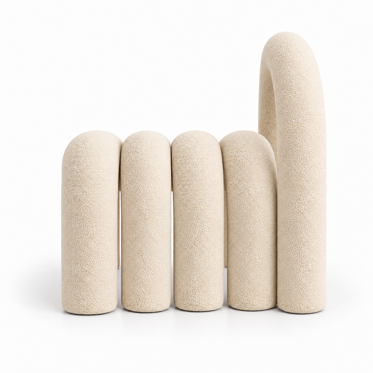 Loop accent chair side profile showing the layered nested arches and back arch
